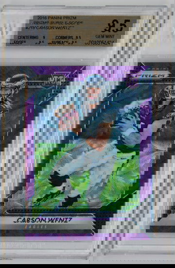 2016 Panini Prizm Prizms Purple Scope /99 Carson Wentz BGS 9.5