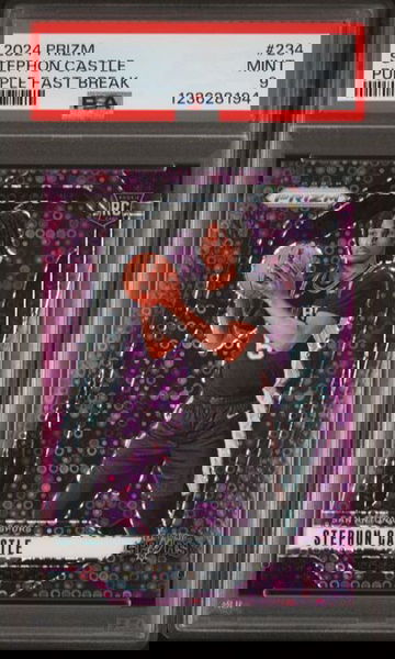2024 Panini Prizm Stephon Castle Purple Fast Break /75 Rookie RC PSA 9