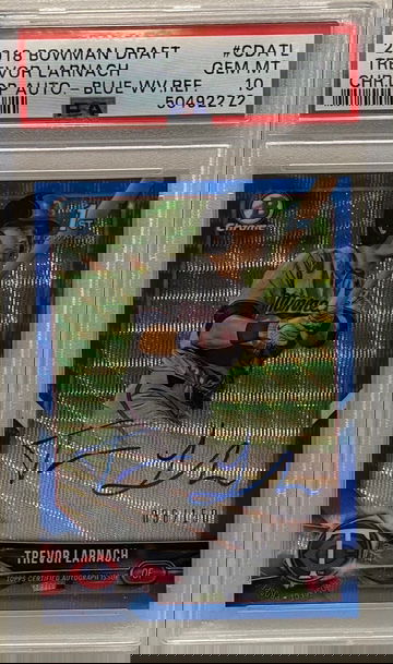 2018 Bowman Chrome Trevor Larnach Blue Auto PSA 10