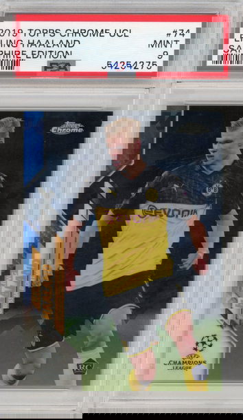 2019 Topps Chrome UCL Erling Haaland Sapphire Edition #74 PSA 9 MINT