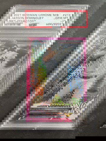 2021 Bowman Chrome Jasson Dominguez Mega Box Pink Mojo Refractor /199 PSA 10 New York Yankees