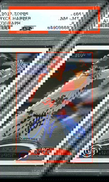 Bryce harper 2012 topps 661 auto SSP PSA 8