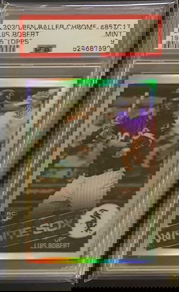 2020 Luis Robert Topps Chrome Ben Baller 1985 Topps RC PSA 9 Mint