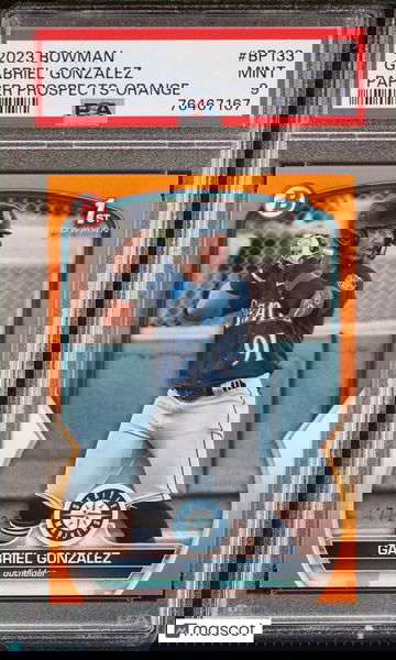 2023 Bowman Paper Gabriel Gonzalez TRUE ORANGE /25 Prospect #BP133 1st PSA 9