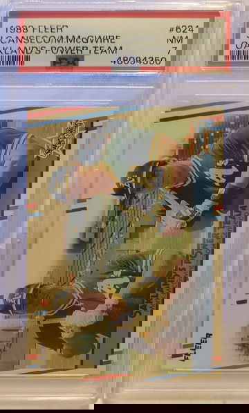 1988 FLEER CANSECO MCGWIRE POWER TEAM PSA 7 NEAR MINT A'S