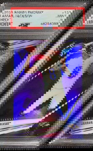 2019 Panini Phoenix #13 Lamar Jackson Purple Parallel #ed 19/149 PSA 9 POP 2