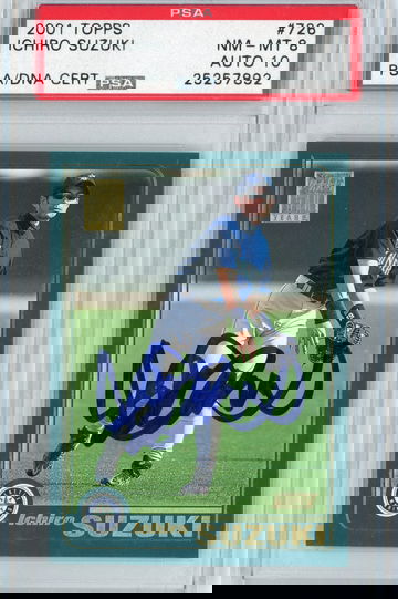 2001 TOPPS ICHIRO SUZUKI SIGNED CARS PSA 8 AUTO 10