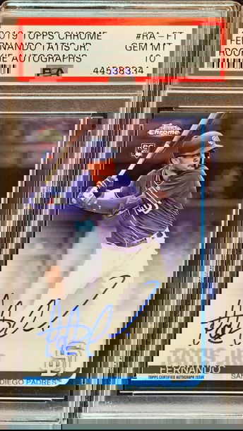 Fernando Tatis Jr Topps Chrome Rookie Auto PSA 10