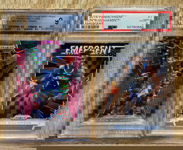 Zion Williamson 2019 Prizm Emergent PSA 9 Prizm Draft Picks Pink Pulsar BGS 9 lot