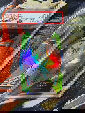 2021 Select #122 DeVante Parker Diecut Neon Green Prizm PSA 9    /349