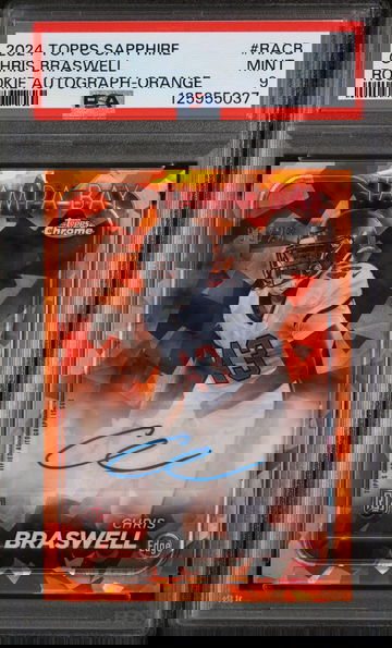 2024 Topps Chrome Sapphire Rookie Autographs Orange Chris Braswell #RACB /25 PSA 9