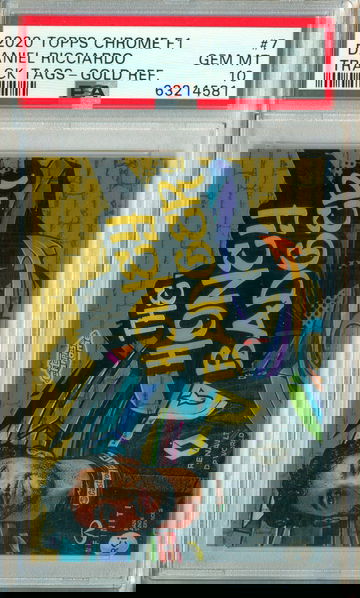 2020 Topps Chrome F1 Daniel Ricciardo Track Tags Gold Refractor 45/50 PSA 10 POP 1