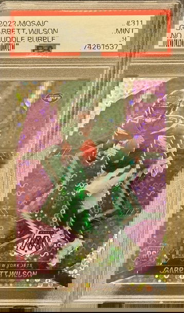 2022 Panini Mosaic Garrett Wilson No Huddle Purple PSA 9 