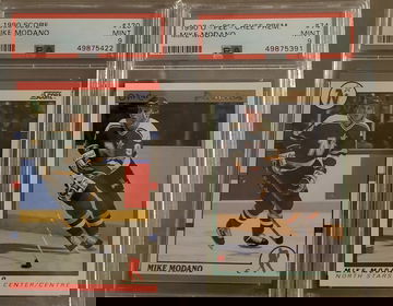 1990 Score + O-pee-chee Premier Mike Modano rc - both PSA 9