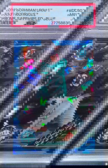 JULIO RODRIGUEZ 2019 BOWMAN DRAFT CHROME SAPPHIRE BLUE #BDC-60 /99 PSA 9