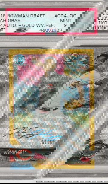 Josiah Gray 2018 Bowman Draft Gold Wave Refractor Auto psa 9