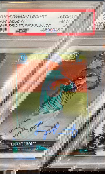 Logan Gilbert 2018 Bowman Chrome Prospect Auto PSA 9