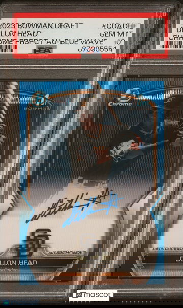 2023 Bowman Draft Dillon Head BLUE WAVE AUTO #/150 1st Chrome Refractor PSA 10