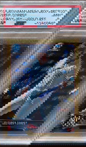 GLEYBER TORRES 2018 BOWMAN CHROME GOLD REFRACTOR /50 PSA 9 NEW YORK YANKEES