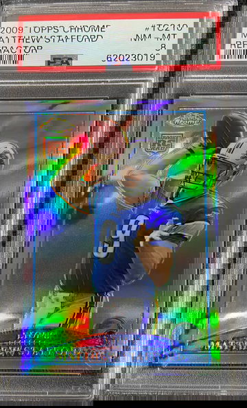 2009 Topps Chrome Refractor Matthew Stafford PSA 8 - Centered!