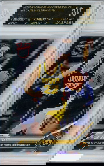 2023 BOWMAN UNIVERSITY NOW CAITLIN CLARK #41 ROOKIE BGS 10 PRISTINE BLACK LABEL