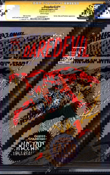 Daredevil #24 (1967) CGC 9.4 -- White p; Signed (SS) by Stan Lee; Single Highest