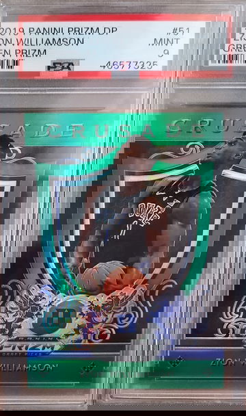 2019 Prizm Green Zion Williamson PSA 9