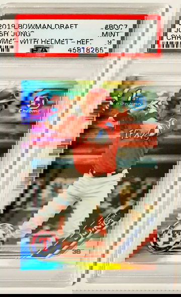 Josh Jung 2019 Bowman Draft Chrome Refractor Rookie Card RC #BDC7 PSA 9 MINT Texas Rangers Top Prospect