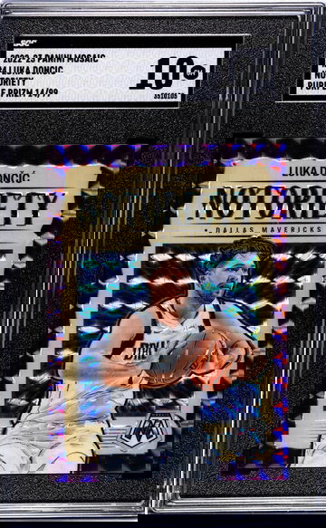 2022-23 Panini Mosaic #4 Luka Doncic Notoriety Purple Prizm /99 SGC 10