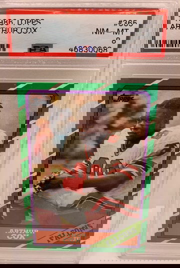 1986 TOPPS FOOTBALL #365 ARTHUR COX PSA 8 NM-MT ATLANTA FALCONS