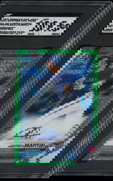 2021 Bowman Chrome Mega Box Austin Martin Green Refractor /99 SGC 10 9.5