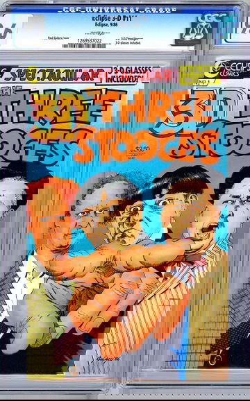 THREE STOOGES 3-D #1 CGC 9.6 CLASSIC EYE-POKE CVR 3-D GLASSES INC ECLIPSE 1986