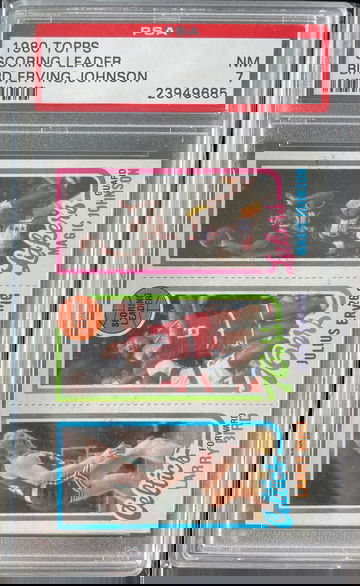 Larry Bird Julius Erving Magic Johnson PSA 7