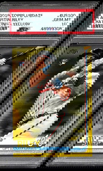 2019 Topps Update #US100 Austin Riley RC Yellow Parallel PSA 10 Gem Mint