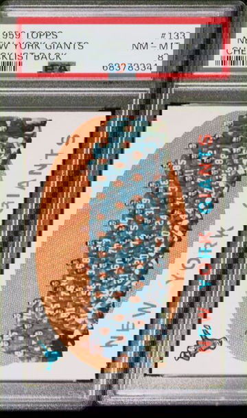 1959 Topps New York Giants Checklist Back #133 PSA 8 [FT-2A.22]