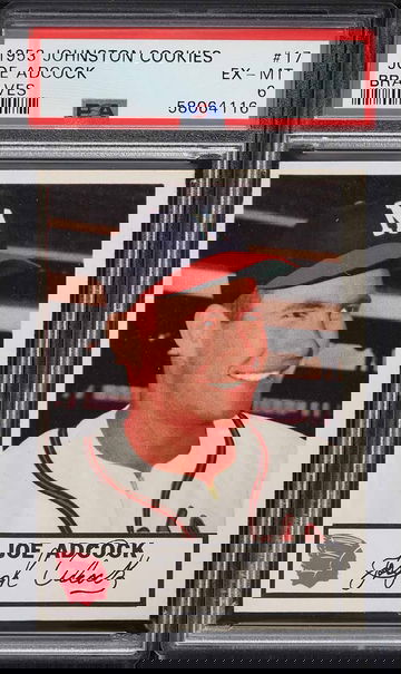 1953 Johnston Cookies Braves Baseball Joe Adcock #17 Braves PSA 6