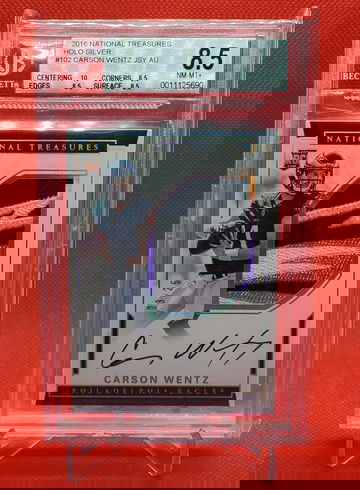 Carson wentz 2016 National Treasure Silver Holo BGS 8.5 /25