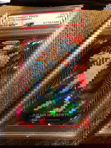 2020 Panini Prizm Justin Herbert Red Ice RC PSA 9