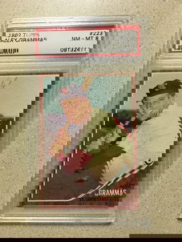 196 Topps #223 Alex Grammas PSA 8 NM-MT CARDINALS