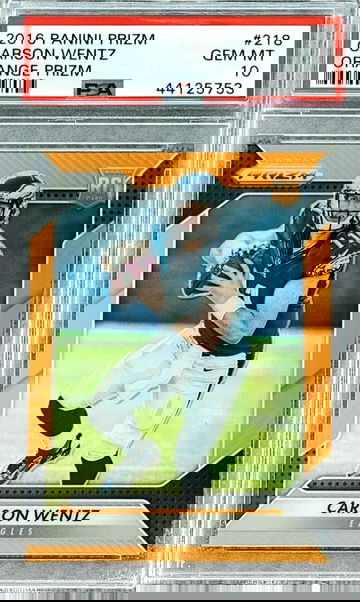 2016 Panini Prizm Carson Wentz Orange /299 RC PSA 10