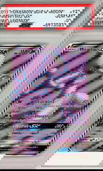 2017 POKEMON SUN MOON SHINING LEGENDS FA MEWTWO GX #72 PSA 10