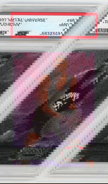 1997-98 Metal Universe #66 Tim Duncan Rookie RC PSA 9 Mint