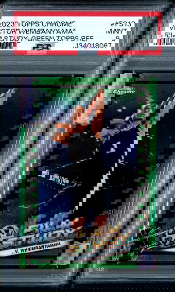 2023 Topps Chrome Victor Wembanyama Rookie Film Study Green Logo Refractor SP PSA 9 RC Spurs