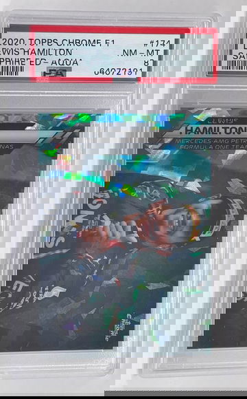 2020 Topps Chrome Sapphire F1 Formula One Lewis Hamilton Aqua /99 Card #174 PSA8 Mercedes