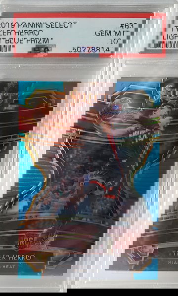 2019 Panini Select Concourse Light Blue Prizm 250/299 Tyler Herro #63 PSA 10