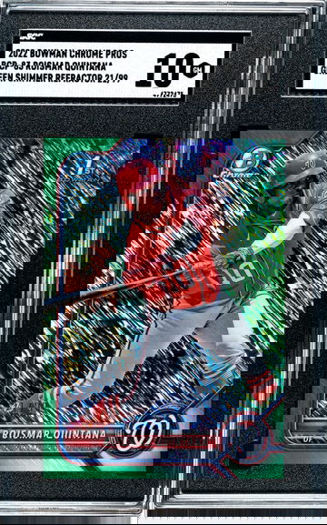 2022 Bowman Chrome Roismar Quintana BCP-83 Green Shimmer Refractor numbered 21/99