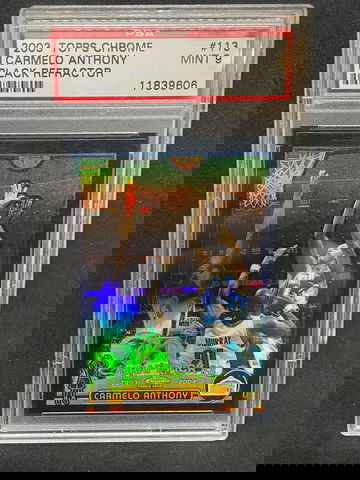 2003 Topps Chrome Carmelo Anthony Black Refractor Rookie /500 PSA 9
