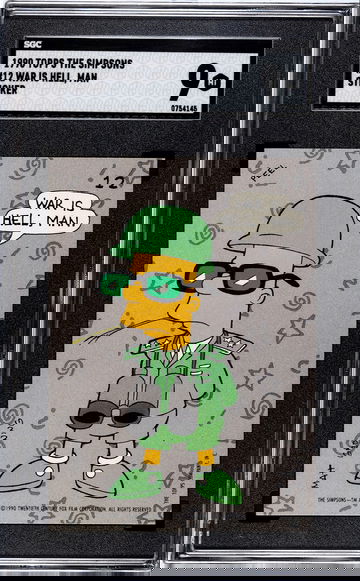 Bart Simpson War is Hell, Man Sticker Topps 1990 SGC 9