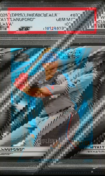 2025 Topps Chrome Black Blue Lava Wyatt Langford #83 /150 PSA 10