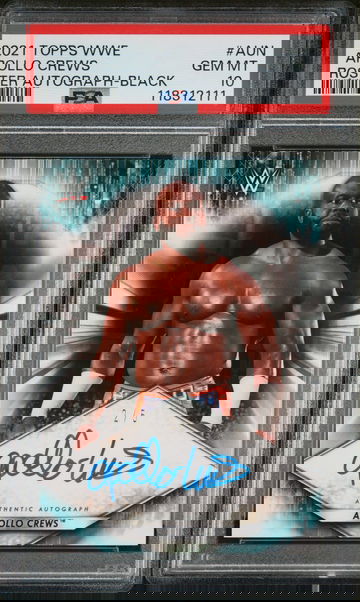 2021 Topps WWE Roster Autograph Black Apollo Crews #AUN /5 PSA 10